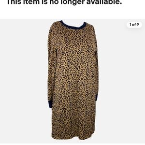 Boden Navy and Tan Animal Print Dress Sweatshirt Material